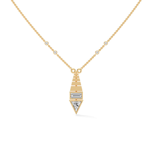 Modern Majesty: Lab Grown Diamond Geometric Gold Pendant Chain