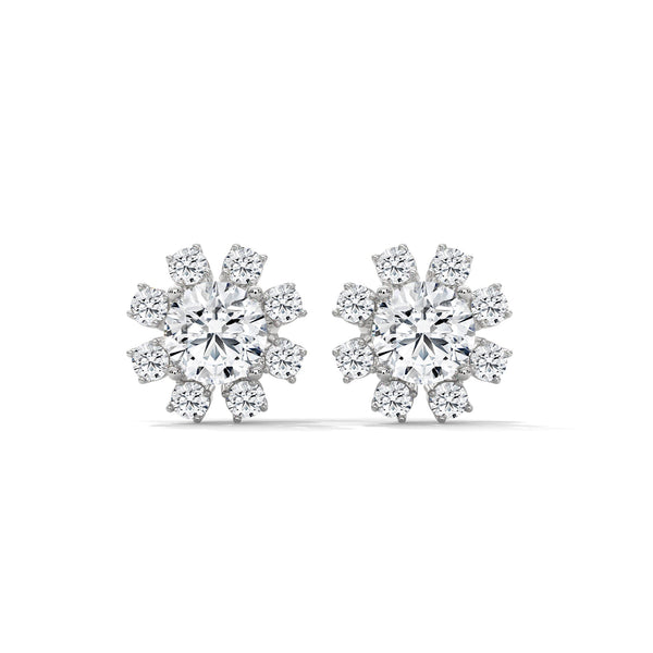 Sunbeam Bloom Round Cluster Lab Grown Diamond Gold Earrings