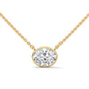 Round Bezel Lab Grown Diamond Gold Pendant Chain