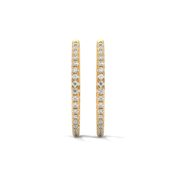 Classic hoops reimagined with a luminous row of diamonds—endless style, infinite sparkle.