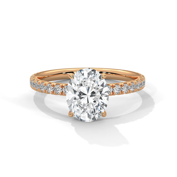 Classic Four Prong Setting Oval Cut Lab Grown Diamond Gold Ring