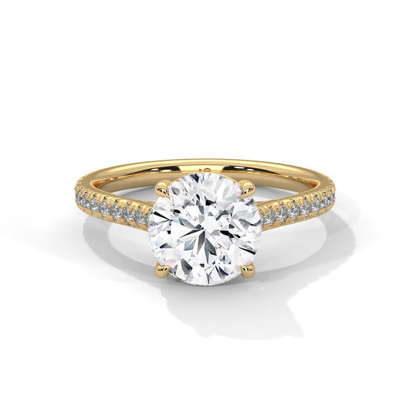 Classic Pave Engagement Ring with Round Cut Lab Grown Diamond