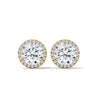 Radiant Halo Round cut Lab Grown Diamond Gold Earring