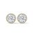 Radiant Halo Round cut Lab Grown Diamond Gold Earring