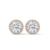 Radiant Halo Round cut Lab Grown Diamond Gold Earring