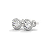 Radiant Halo Round cut Lab Grown Diamond Gold Earring