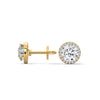Radiant Halo Round cut Lab Grown Diamond Gold Earring