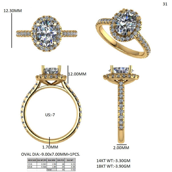 Oval Halo Lab Grown Diamond Gold Ring