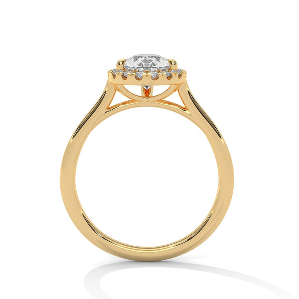 Pear Halo Lab Grown Diamond Gold Ring with Micro Pave Accent Stone