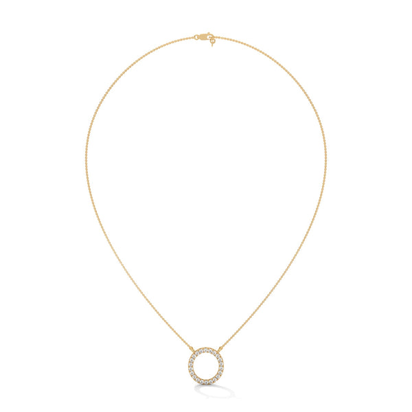 Eternal Circle Lab Grown Diamond Halo Gold Pendant Chain