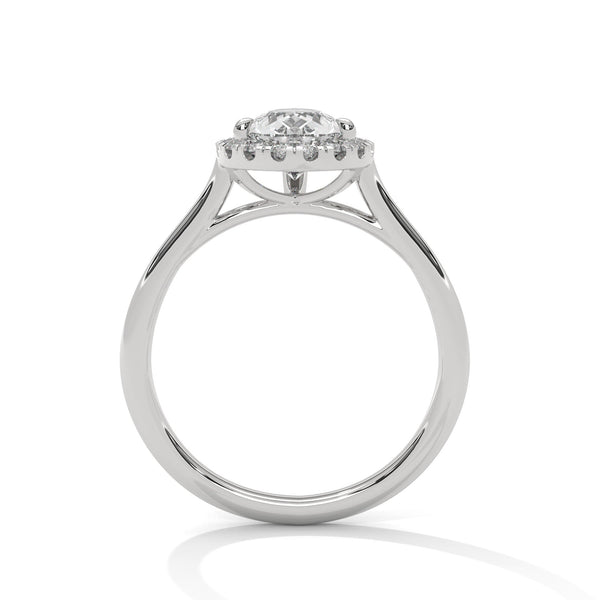 Pear Halo Lab Grown Diamond Gold Ring with Micro Pave Accent Stone