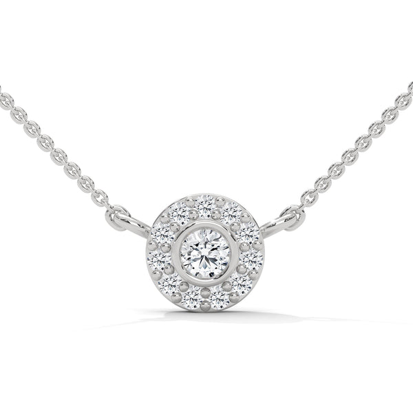 Radiant Halo Lab Grown Diamond Gold Pendant Chain