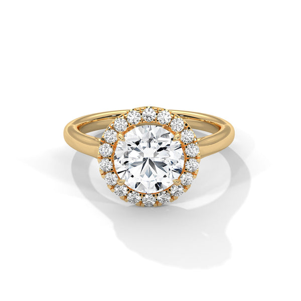 Classic Halo with Brilliant Round Center Lab Grown Diamond Gold Ring