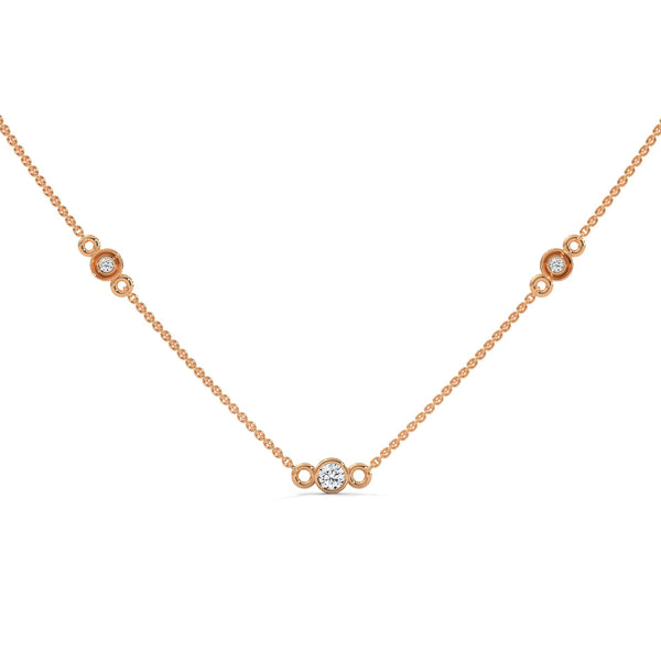 Lab Grown Diamond Station Gold Pendant Chain