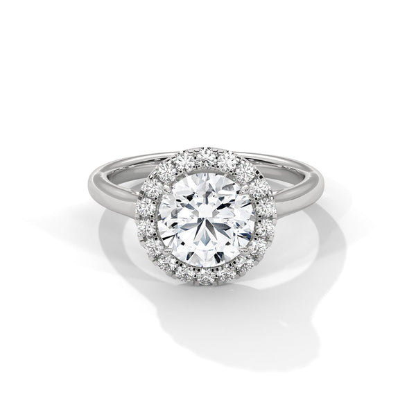 Classic Halo with Brilliant Round Center Lab Grown Diamond Gold Ring