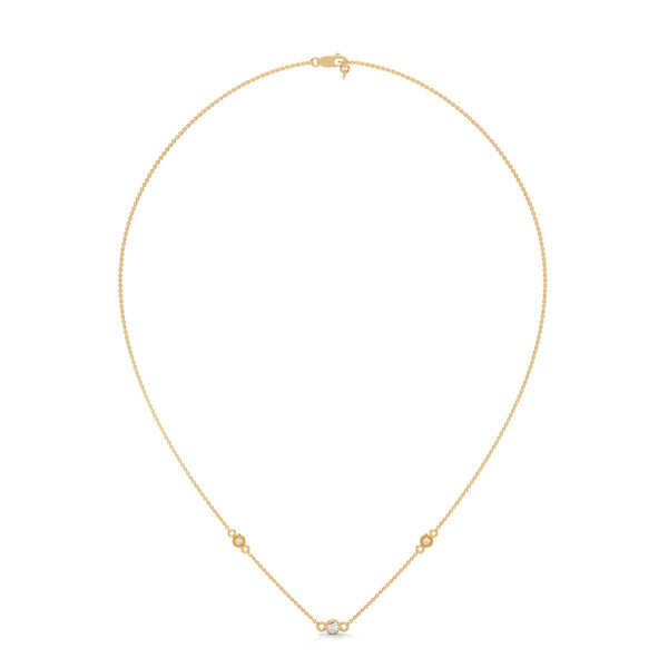 Lab Grown Diamond Station Gold Pendant Chain