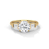 Round Center with Baguette Side Lab Grown Diamond Gold Ring