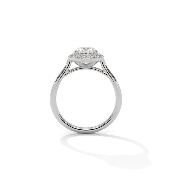 Oval Cut Halo Set Lab Grown Diamond Gold Ring