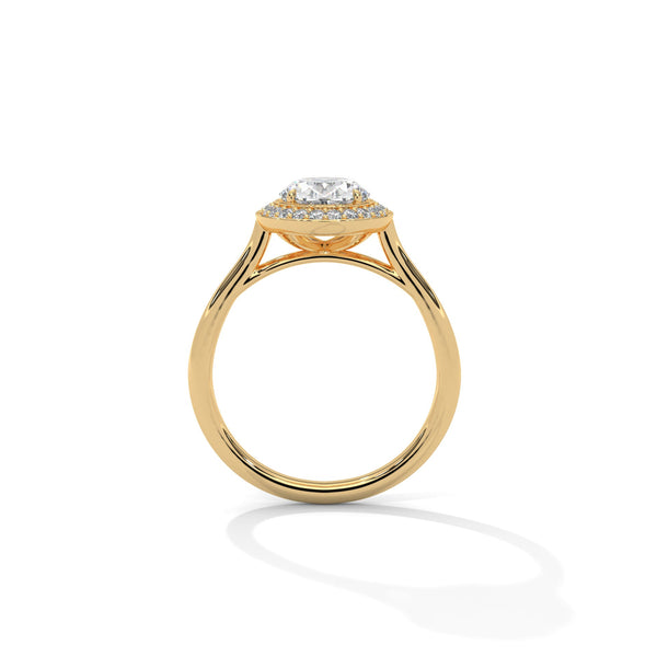 Oval Cut Halo Set Lab Grown Diamond Gold Ring