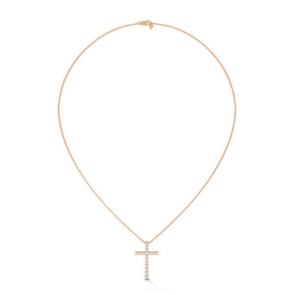 Faith & Brilliance Lab Grown Diamond Cross Gold Pendant Chain
