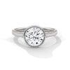 Round Cut Lab Grown Diamond Bezel Halo Gold Ring