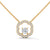 Round cut Lab Grown Diamond Floral Gold Pendant Chain