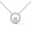 Round cut Lab Grown Diamond Floral Gold Pendant Chain