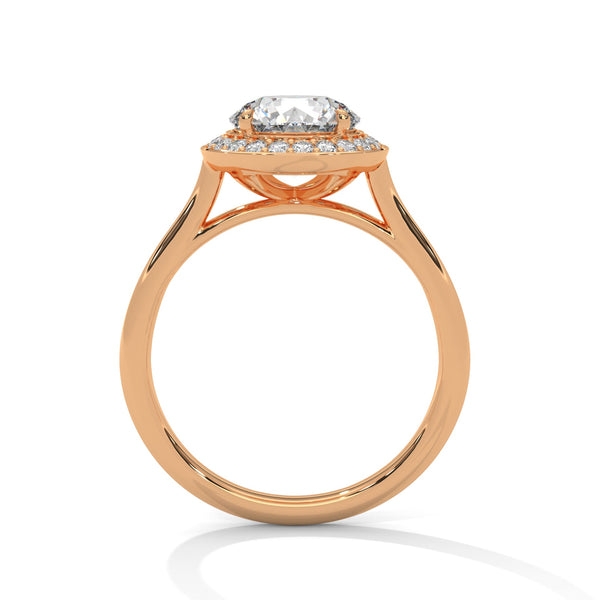 Round Halo Lab Grown Diamond Gold Ring