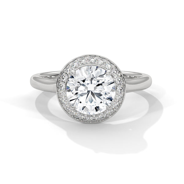 Round Halo Lab Grown Diamond Gold Ring