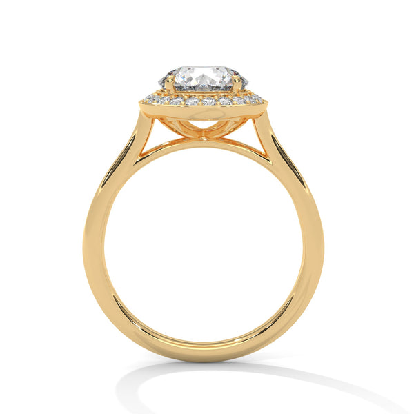 Round Halo Lab Grown Diamond Gold Ring