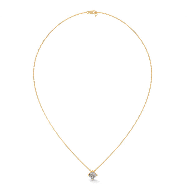 Asscher Cut Lab Grown Diamond Gold Pendant Chain