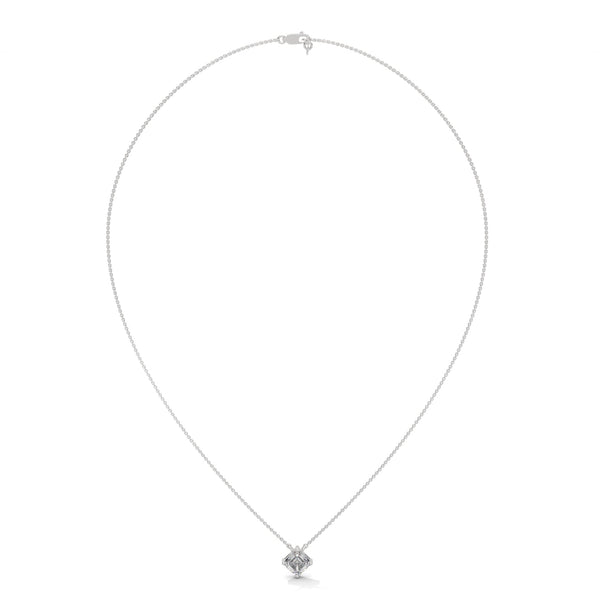 Asscher Cut Lab Grown Diamond Gold Pendant Chain