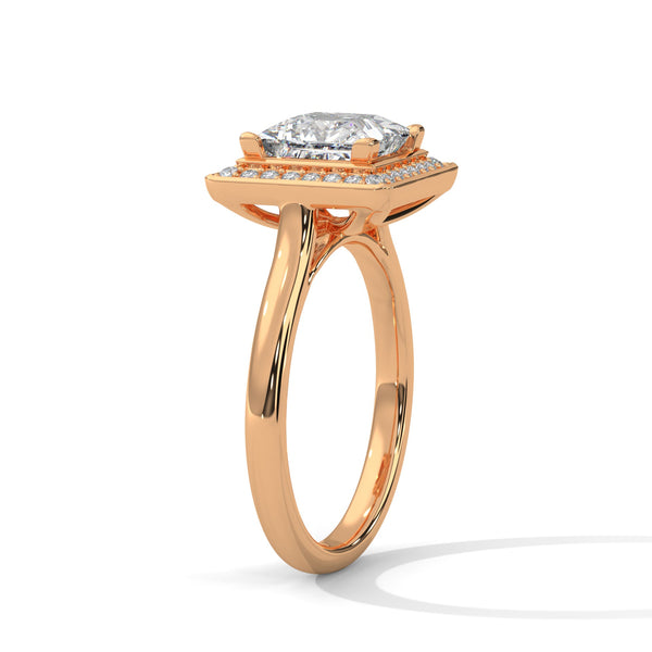 Princess Cut Halo Lab Grown Diamond Gold Ring
