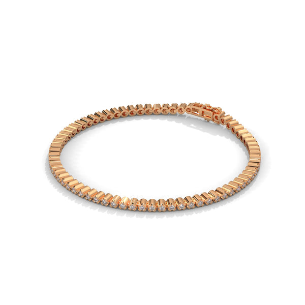 This stunning round-shaped bangle bracelet features 85 sparkling diamonds, totaling 1.98 carats. Its sleek design and perfect fit make it the ultimate statement piece for any occasion.