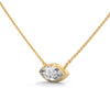 Marquise Cut Lab Grown Diamond Bezel Gold Pendant Chain