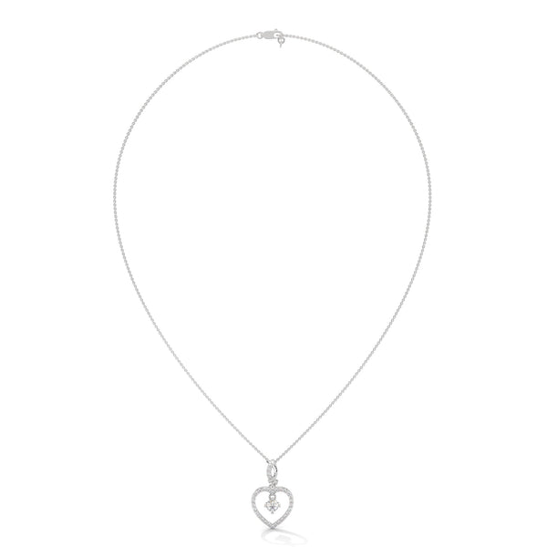 Celebrate love with the Eternal Embrace Heart Pendant, where a sparkling solitaire is cradled within a diamond-studded golden heart.