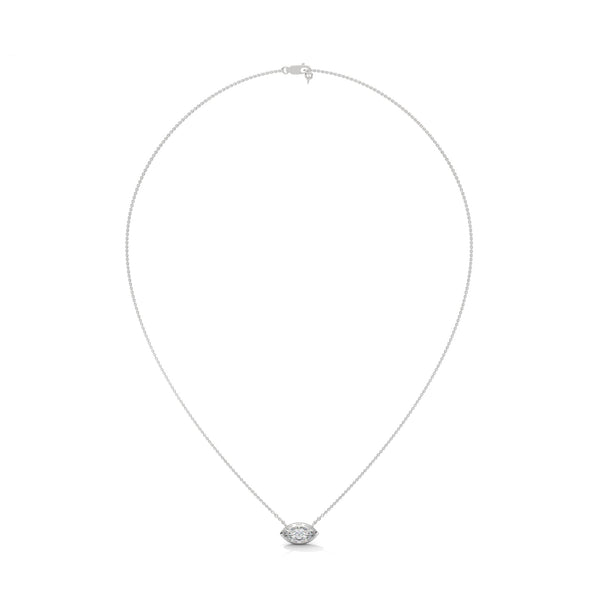 Marquise Cut Lab Grown Diamond Bezel Gold Pendant Chain