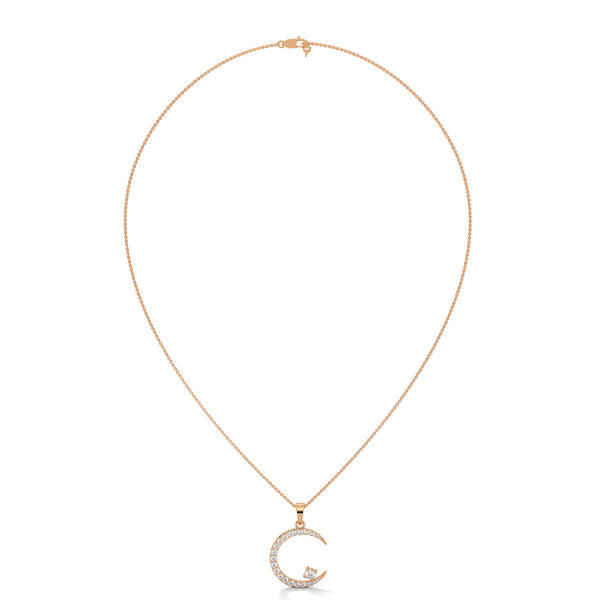 Celestial Glow Lab Grown Diamond Crescent Moon Gold Pendant