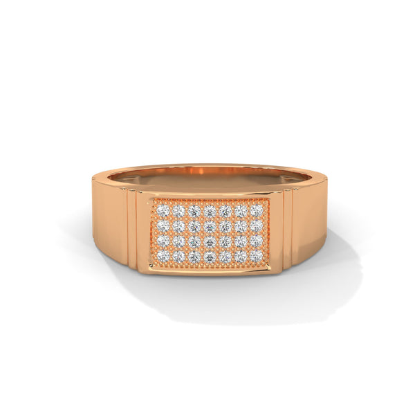 Bold gold men's diamond ring with brilliant pave sparkle, designed for luxury style, everyday elegance, statement fashion and premium craftsmanship.