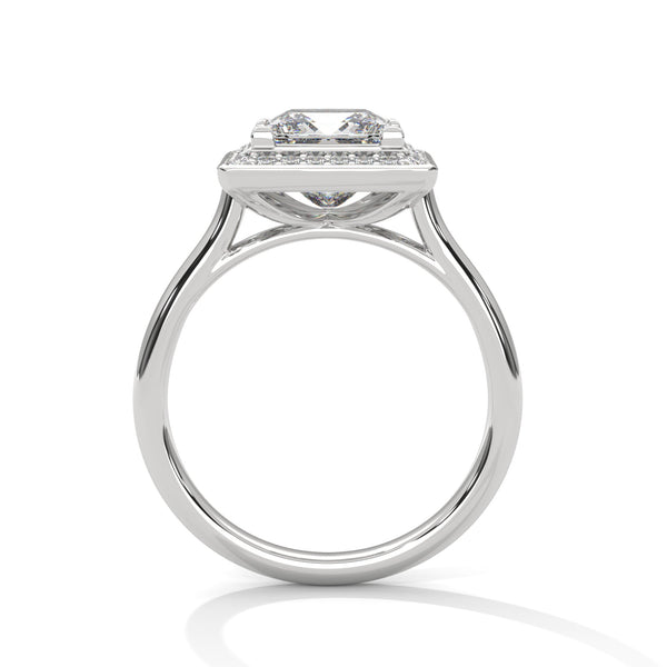 Princess Cut Halo Lab Grown Diamond Gold Ring
