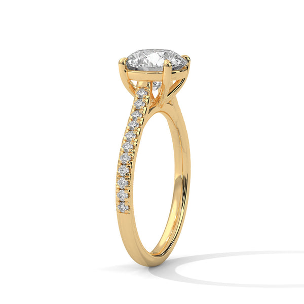 Classic Pave Engagement Ring with Round Cut Lab Grown Diamond