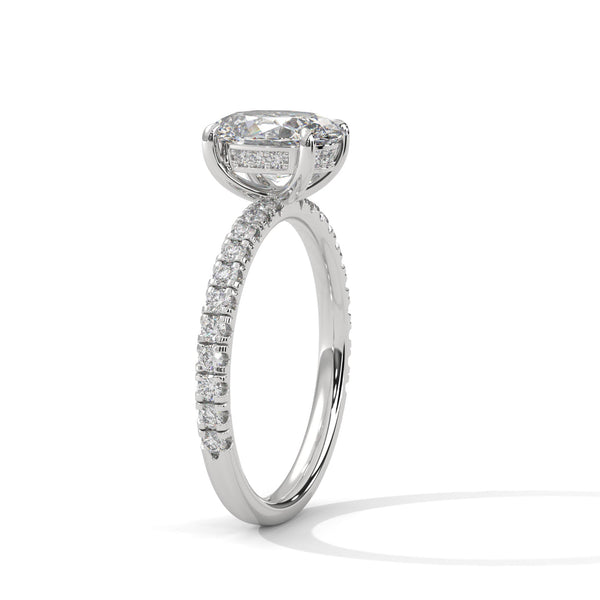 Classic Four Prong Setting Oval Cut Lab Grown Diamond Gold Ring
