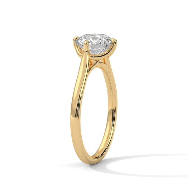 Four-Prong Classic Lab Grown Diamond Gold Ring