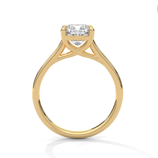 Graceful Radiance Cushion Cut Lab Grown Diamond Gold Solitaire Ring