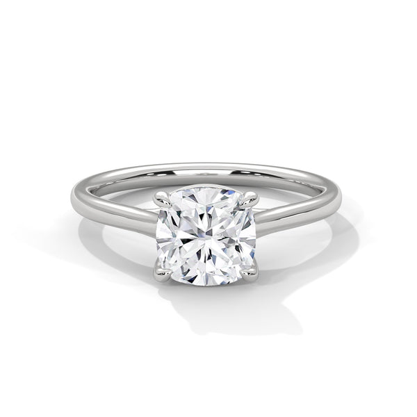 Graceful Radiance Cushion Cut Lab Grown Diamond Gold Solitaire Ring