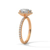 An elegant oval lab-grown diamond encased in a radiant halo — graceful, elongated beauty that sparkles endlessly.