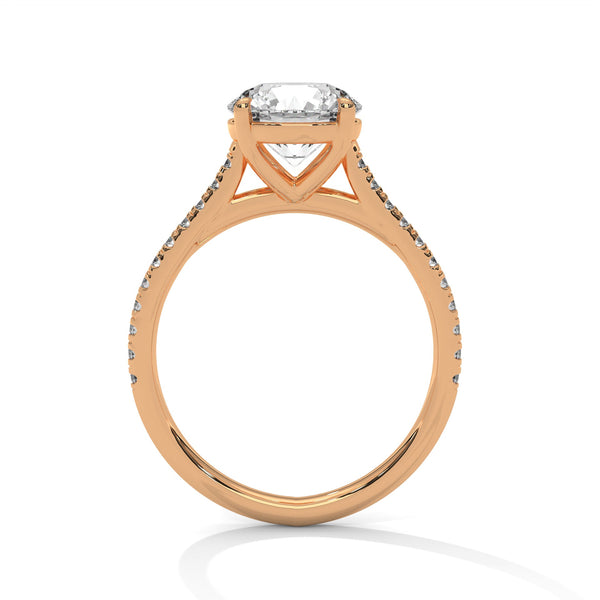 Classic Pave Engagement Ring with Round Cut Lab Grown Diamond