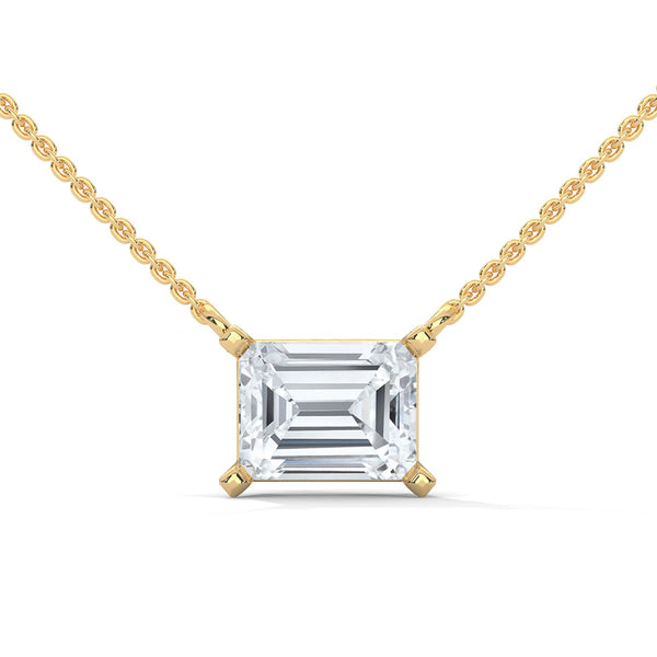 Princess Cut Lab Grown Diamond Gold Pendant Chain