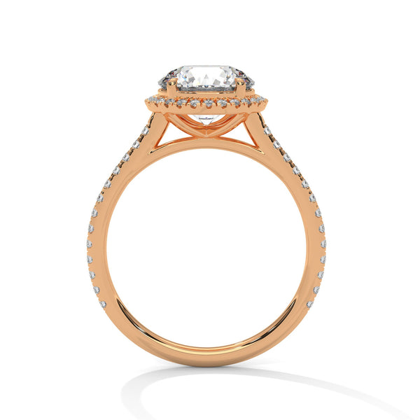 Round Lab Grown Diamond Gold Ring Pave Perfection in a Timeless Halo Design