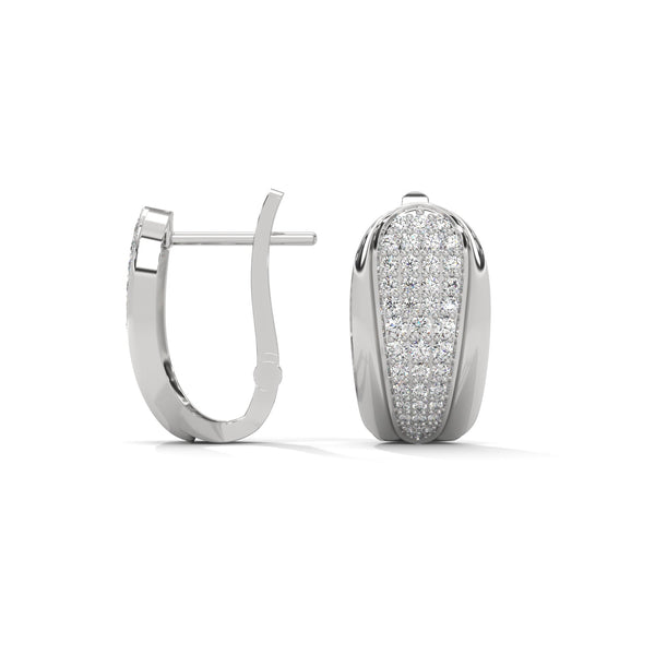 Bold yet graceful, these yellow gold huggie earrings feature a stunning tapered pavé diamond pattern for a refined sparkle.